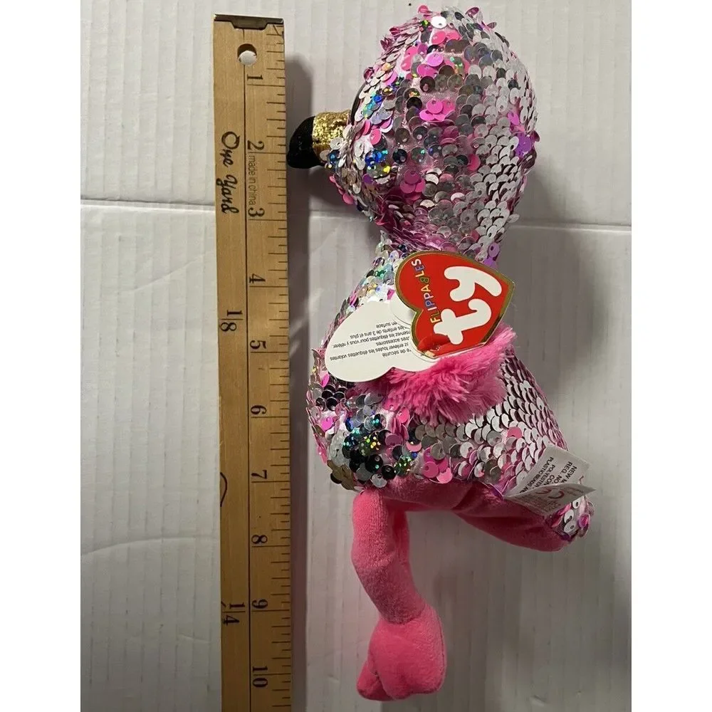 TY Flippables Sequin Plush PINKY the‎ Flamingo 10